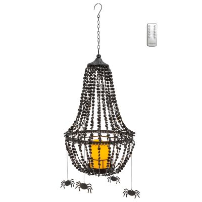 Gerson International 18.5 in. Battery Operated Black Acrylic Crystal & Metal Chandelier, 6 Spiders LED Candle, Remote