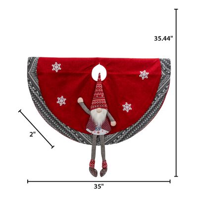 Image showing  35.4 in. Battery Operated Lighted Fabric Holiday Gnome Tree Skirt