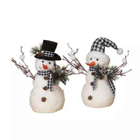 Gerson International Holliday Snowmen with Pine and Fabric Bows 18-in 2-Piece Christmas Pillows & Blankets