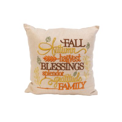 Gerson International 16 in. Fall Tone Embroidered Harvest Pillow