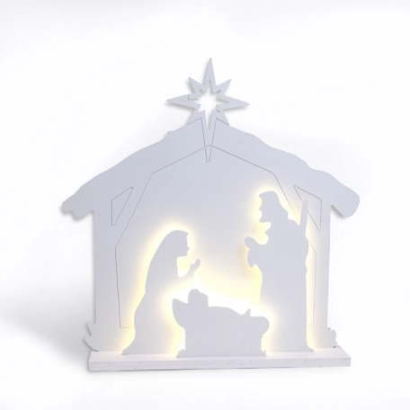 Gerson International 33 in. Electric Manger Scene Silhouette Light with 59 Warm White LED Lights, Outdoor Adapter