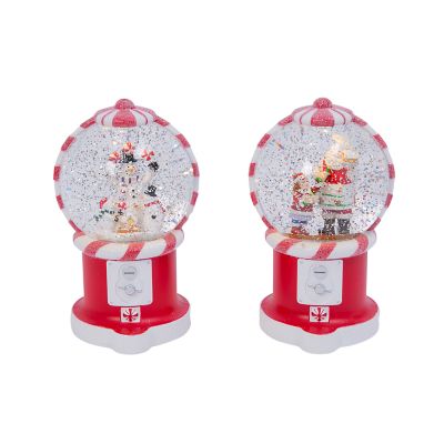 Gerson International 7.5 in. Battery Operated Lighted Spinning Water Globes with Holiday Scenes & Timers, 2 pk.