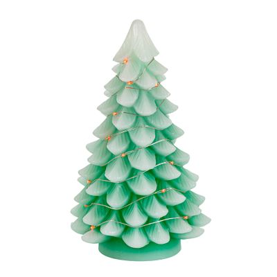 Gerson International Battery-Operated Lighted Christmas Tree with Color-Changing LED Lights, 9.05 in., Green, 2-Pack