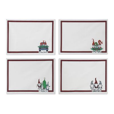 Gerson International Assorted Fabric Gnome Design Place Mats, 18 in. x 13 in., 4-Pack