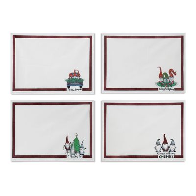 Gerson International 18 in. Fabric Gnome Design Place Mats, 4 Styles, 4-Pack