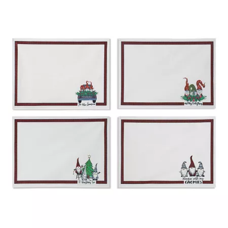 Gerson International Gnome Fabric Placemats 18" 4 Styles Pack of 4 Christmas Pillows & Blankets