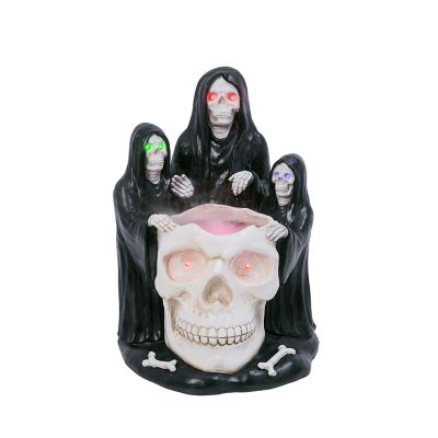 Gerson International 22.83 in. UL Electric Lighted Magnesium Grim Reapers with Smoking Skull