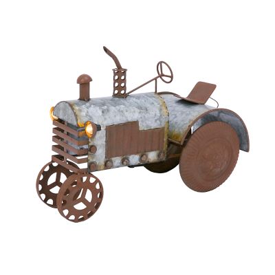 Gerson International Antique Galvanized 14.2 in. Metal Tractor