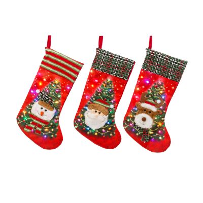 Gerson International B/O Lighted Christmas Stockings, 3 Styles, 20 in., 3-Pack