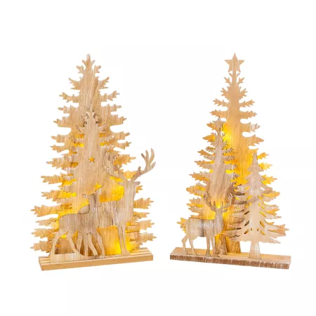 Gerson International Laser Cut Battery Powered Trees and Reindeer Table Topper 17.25 in 2 pk. Christmas Kitchen & Tabletop Decor