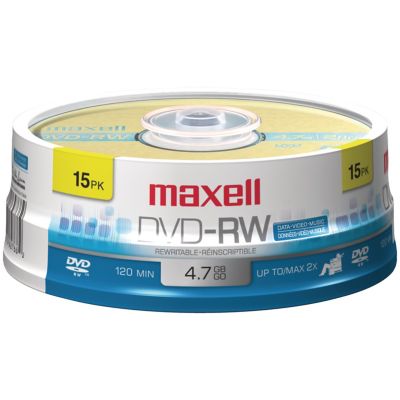 Maxell 4.7GB 120-Minute DVD-RWs, 15 ct. Spindle