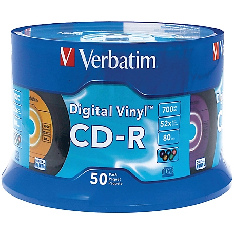 Verbatim 700 MB 80-Minute Digital Vinyl CD-Rs Spindle, 50-Pack