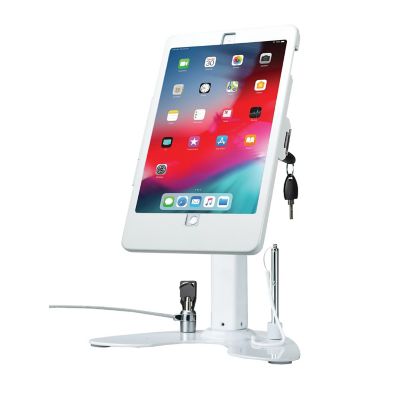 Cta Digital Dual Security Kiosk Stand With Locking Case And Cable For Ipad, White