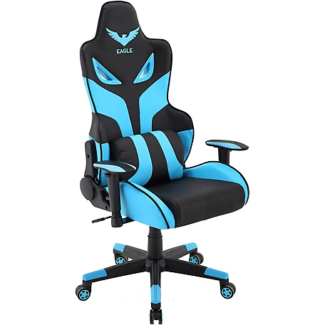 Hanover Commando Ergonomic Gaming Chair, Black/Blue, Adjustable Gas Lift Seating, Lumbar Support