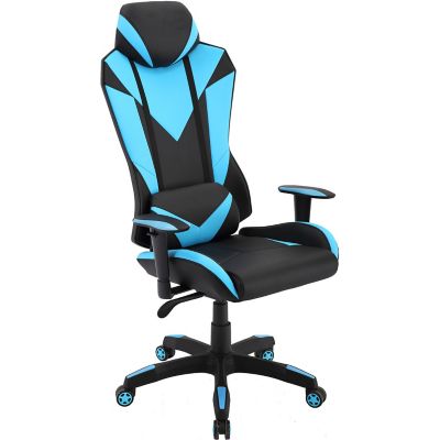 Hanover Commando Ergonomic High-Back Gaming Chair, Adjustable Gas Lift Seating, Lumbar Support, Black/Electric Blue