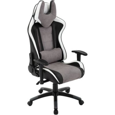 Hanover Commando Ergonomic Gaming Chair, Black/Grey/White, Adjustable Gas Lift Seating, Lumbar Support