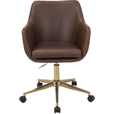 Hanover Chelsea Tufted Faux Leather Office Chair With Adjustable Gas Lift Seating And Wheels, Brown