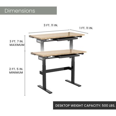 Image showing  24 in. W Natural Wood Motorized Workbench with Adjustable Height and Peg Board