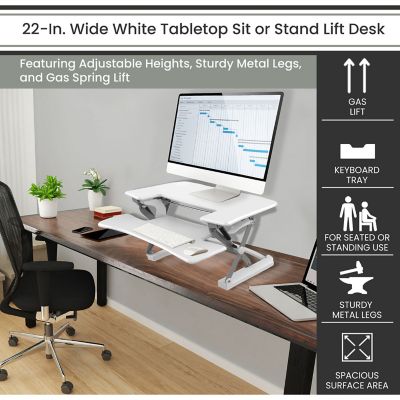 Image showing  Tabletop Adjustable Height Sit-Stand Lift Desk, 27 in. W, White