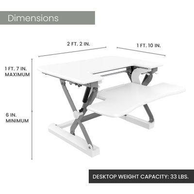 Image showing  Tabletop Adjustable Height Sit-Stand Lift Desk, 27 in. W, White