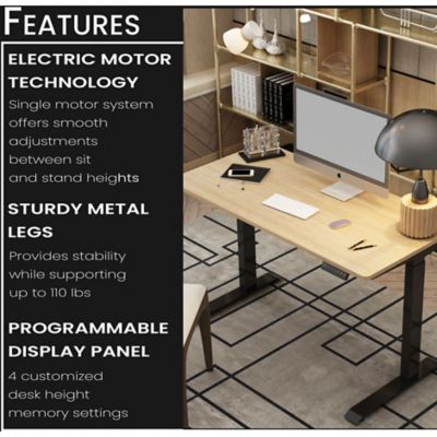 Image showing  47 in. Electric Sit-Stand Desk with Adjustable Heights, Natural