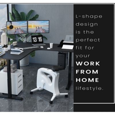 Image showing  73 in. L-Shaped Electric Height-Adjustable Sit-Stand Desk with Triple Motor System, Black