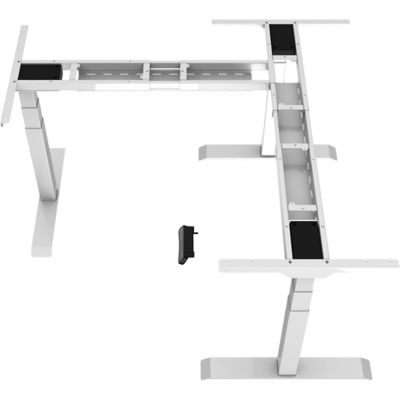 Image showing  73 in. L-Shaped Electric Sit-Stand Height-Adjustable Desk with Triple Motor System, Natural/White