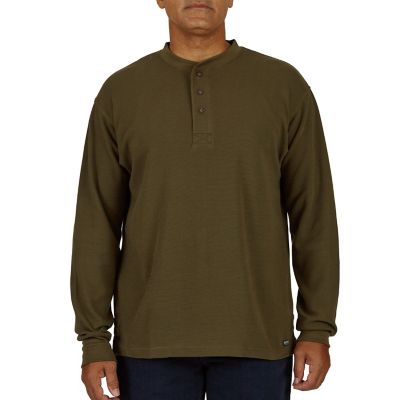 Image showing  Long-Sleeve Extended Tail Mini Thermal Knit Henley Pullover with Gusset