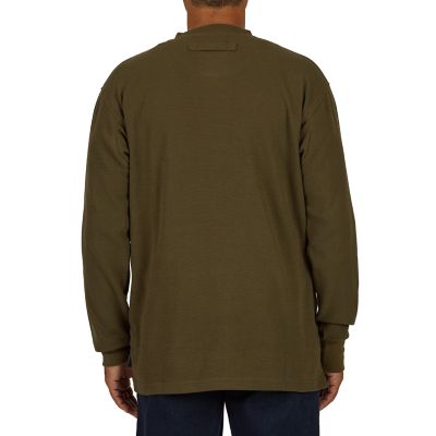 Image showing  Long-Sleeve Extended Tail Mini Thermal Knit Henley Pullover with Gusset
