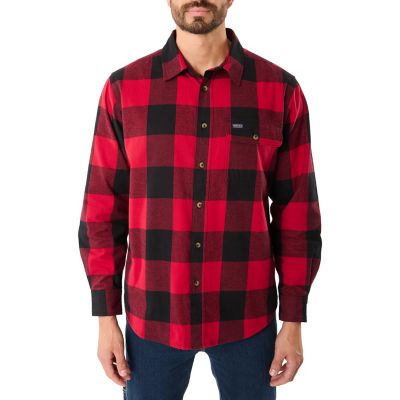 Smith's Workwear Men's Buffalo Plaid 1-Pocket Flannel Button-Up Long-Sleeve Work Shirt, 6 oz. Fabric Size