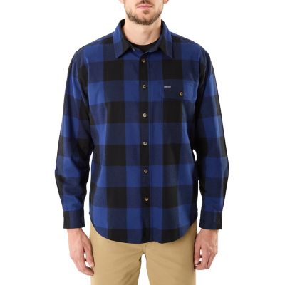 Smith's Workwear Men's Buffalo Plaid 1-Pocket Flannel Button-Up Long-Sleeve Work Shirt, 6 oz. Fabric Size