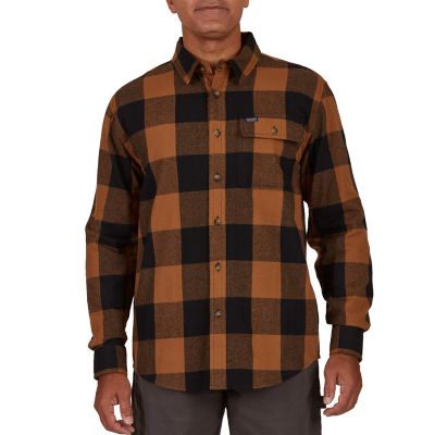 Smith's Workwear Men's Long-Sleeve Buffalo Plaid 1-Pocket Flannel Button-Up Shirt, 6 oz. Fabric Size