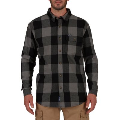 Smith's Workwear Men's Long-Sleeve Buffalo Plaid 1-Pocket Flannel Button-Up Shirt, 6 Oz. Fabric Size