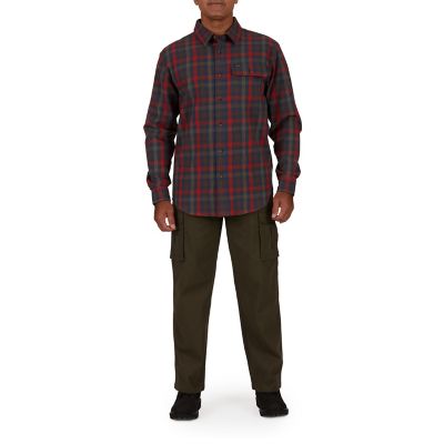 Image showing  Long-Sleeve Plaid 1-Pocket Flannel Button-Up Shirt