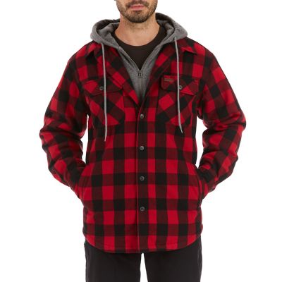 Smith's Workwear Men's Sherpa-Lined Hooded Flannel Shirt Jacket