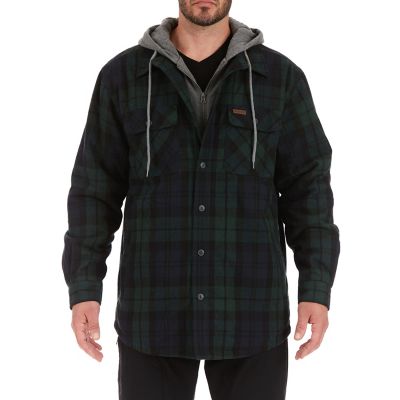 Smith's Workwear Men's Sherpa-Lined Hooded Flannel Shirt Jacket