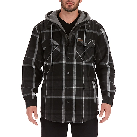 Smith's Workwear Men's Sherpa-Lined Hooded Flannel Shirt Jacket ...