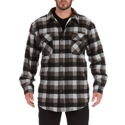 Smith's Workwear Men's Sherpa-Lined Cotton Flannel Shirt Jacket