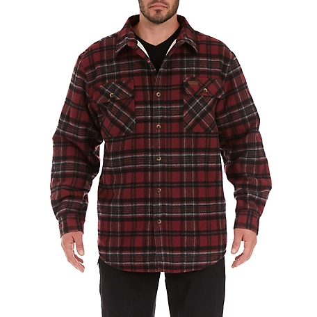 Smith's Workwear Men's Sherpa-Lined Cotton Flannel Shirt Jacket