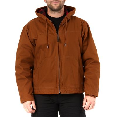 Smith's Workwear Men's Flannel-Lined Canvas Hooded Work Jacket