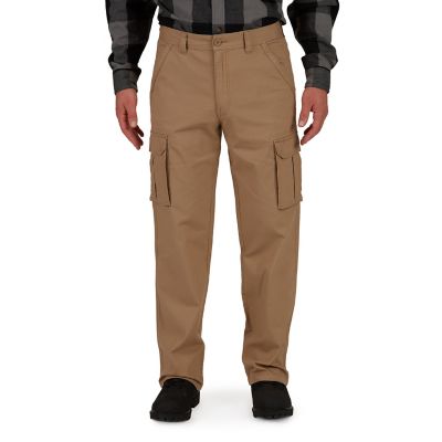 Smith's Workwear Men's Stretch Fit Mid-Rise Canvas Cargo Pants Fleece lined  canvas work pants