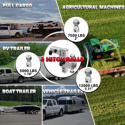 Image showing  2-1/2 in. Receiver Adjustable Ball Mount Hitch, 8 in. Drop, 12,000 lb. Capacity