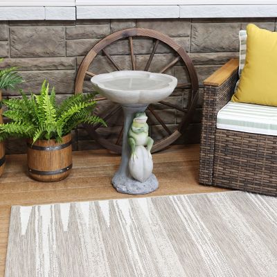 Image showing 5 th Sunnydaze Decor 22 in. Outdoor Whimsical Garden Patio Yard Polyresin Grumpy Brooding Frog Sitting on Stone Bird Bath