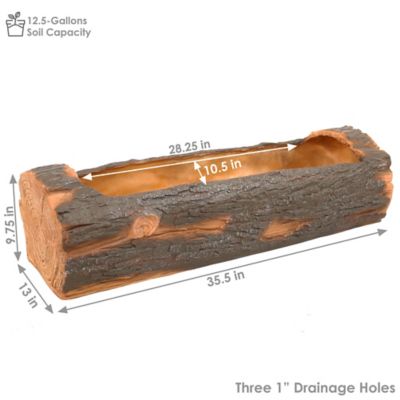 Image showing  12.5 gal. Rustic Log Flower Pot Planter Container