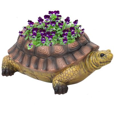 Sunnydaze Decor 2.2 qt. Teddy the Tortoise Garden Planter