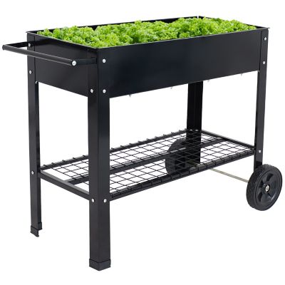 Sunnydaze Decor Raised Garden Bed Cart, Black