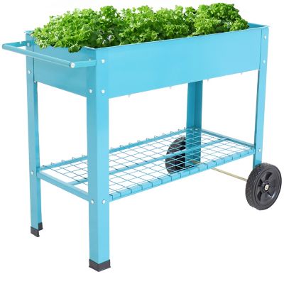 Sunnydaze Decor Steel Raised Garden Bed Cart, 43.5 in. x 20.75 in. x 31.75 in., Turquoise