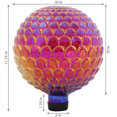 Image showing  Scalloped Texture Indoor/Outdoor Gazing Globe Glass Garden Ball - 10 in. Diameter - Red, ZIB-256