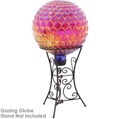 Image showing  Scalloped Texture Indoor/Outdoor Gazing Globe Glass Garden Ball - 10 in. Diameter - Red, ZIB-256