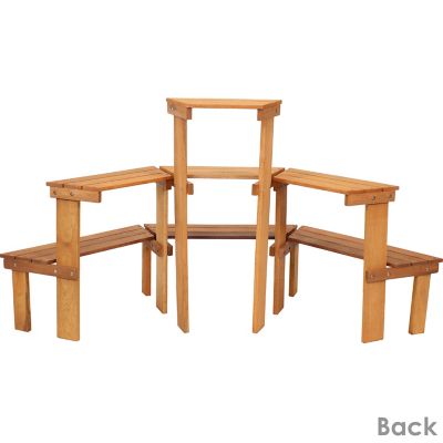 Image showing 7 th Sunnydaze Decor 3-Tier Outdoor Meranti Wood with Teak Oil Finish Flower Plant Stand. 36 in., Brown